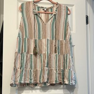 EUC J. JILL Multicolor BOHEMIAN Style Striped Sleeveless Blouse